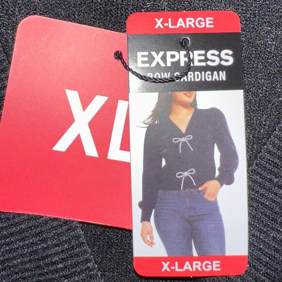 NWT Express Black Viral Influencer Favorite Rhinestone Bow Cardigan Size XL - Picture 12 of 15